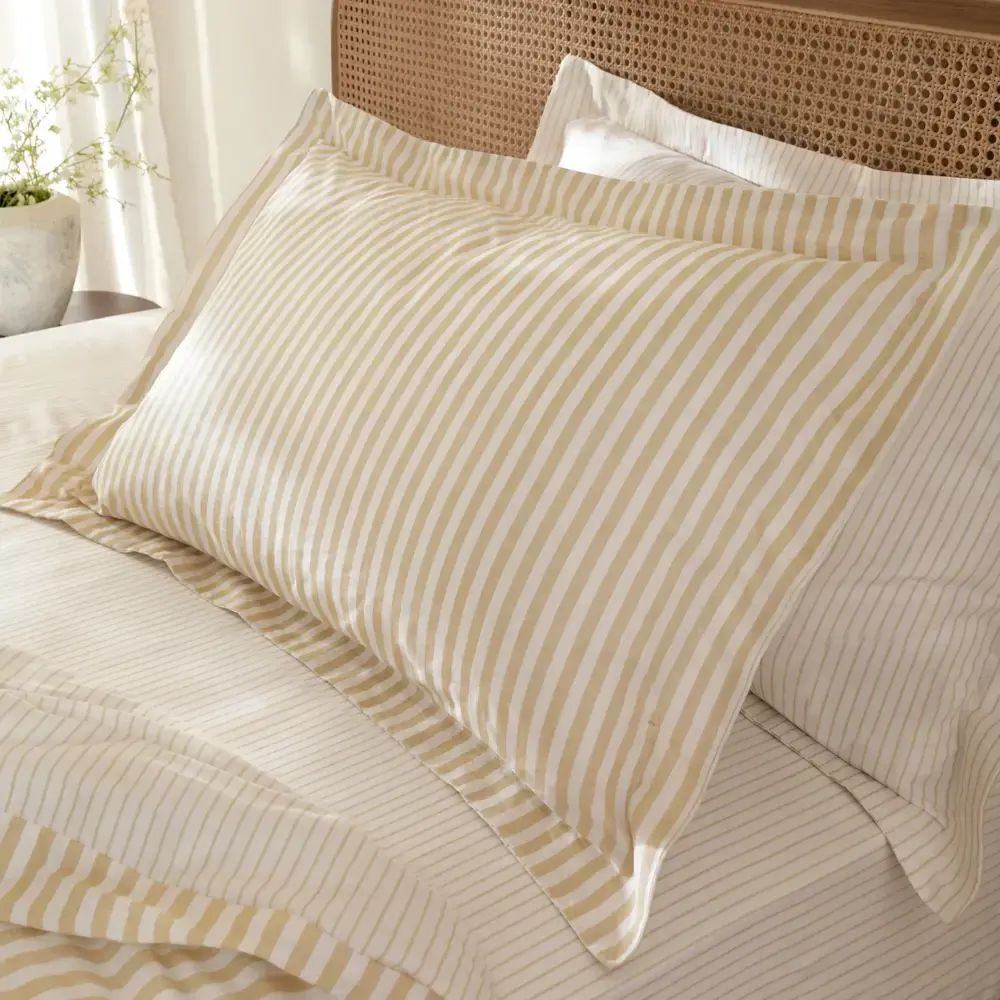 Yard Hebden Melange Honey Stripe Pair of Pillowcases
